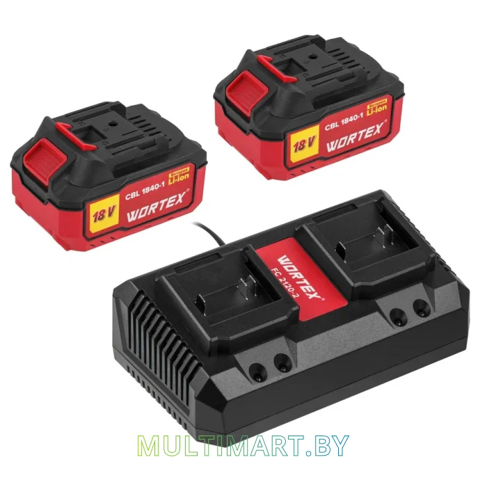 Аккумулятор с зарядным устройством Wortex 1329413 (2x18В/4 Ач + 18В)